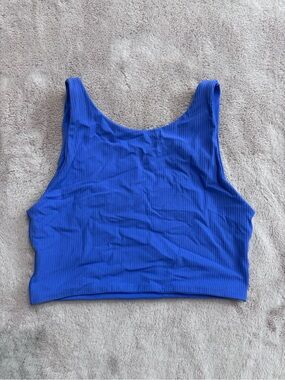 aerie Ribbed Scoop Crop Tank in Royal Blue